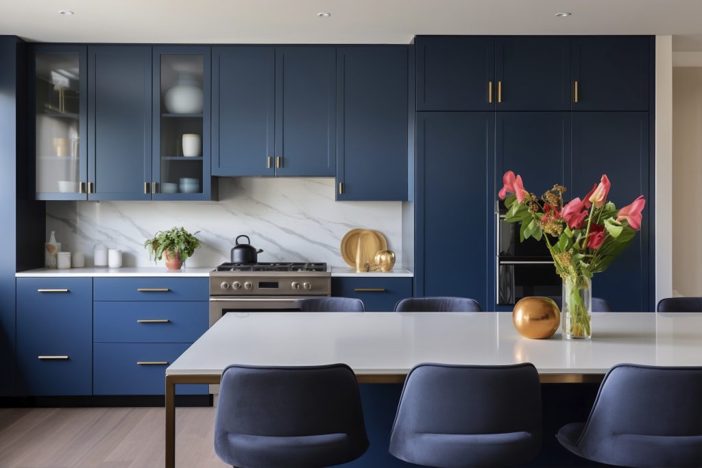 rénovation cuisine bleue